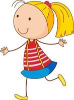 A girl cartoon character in doodle style isolated vector