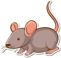 Sticker design with cute mouse isolated vector