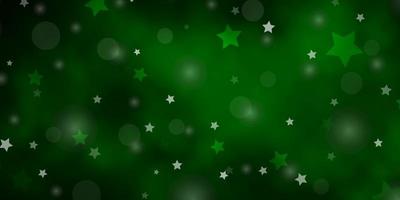 Dark Green vector template with circles, stars.