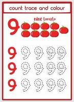 count traces and color of tomatoes number 9 vector