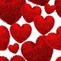 Vector seamless pattern with fluffy soft toys in shape of a heart.