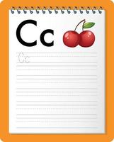 Alphabet tracing worksheet with letter C and c vector