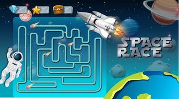 Maze game with space theme template vector