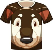 parte delantera de la camiseta con la cara del patrón de perro shiba vector