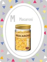 Alphabet flashcard with letter M for Macaroni vector