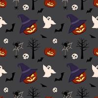 Bright dark seamless pattern. Festive autumn decoration for Halloween vector