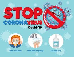 Stop Coronavirus banner with covid-19 prevention guide vector