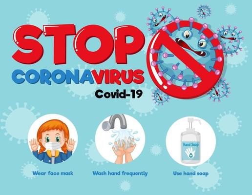 Stop Coronavirus banner with covid-19 prevention guide