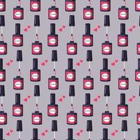 Seamless pattern with a bottle of pink nail polish. Cute bright print vector