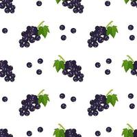 Seamless pattern with berries, currant branch and leaves. Summer print vector