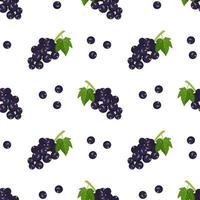 Seamless pattern with berries, currant branch and leaves. Summer print vector