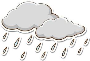 Rainy cloud sticker on white background vector