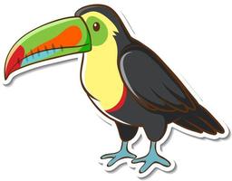 Diseño de etiqueta con lindo pájaro tucán aislado vector