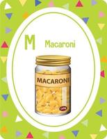 Alphabet flashcard with letter M for Macaroni vector