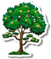 Orange tree sticker on white background vector