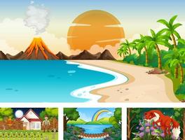 Four different nature horizontal scene vector