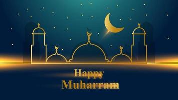 happy muharram islamic background design vector