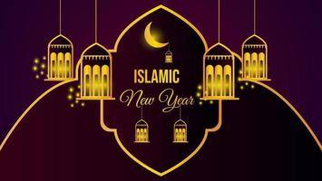 happy muharram islamic background design vector