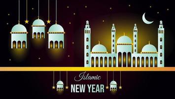 happy muharram islamic background design vector