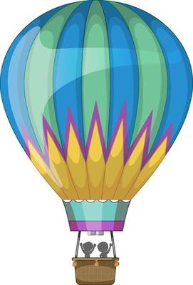 Hot air balloon in cartoon style isolated
