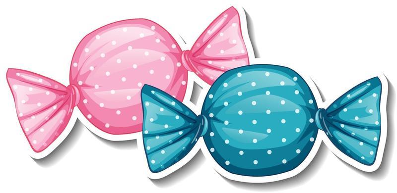 Wrapped sweet candies sticker on white background