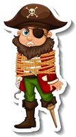A sticker template with Captain Hook rope tied around body isolated vector