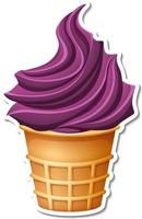 Blueberry ice-creame in the waffle cone sticker vector