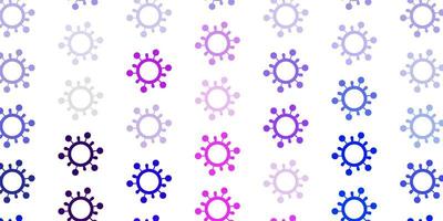 Light Pink, Blue vector pattern with coronavirus elements.