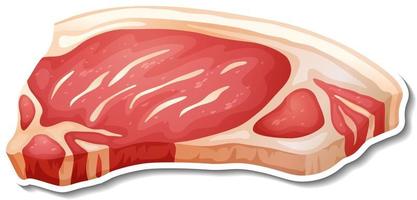 Pegatina de carne cruda sobre fondo blanco. vector