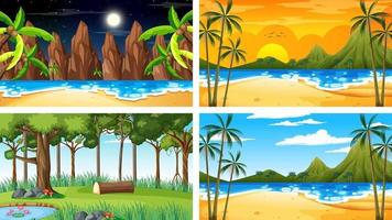 cuatro escenas horizontales de naturaleza diferente. vector