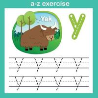 Ejercicio de letra del alfabeto y-yak, ilustración de vector de concepto de corte de papel