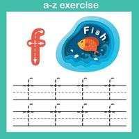 Alphabet Letter F-fish exercise,paper cut concept vector illustration