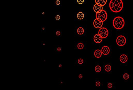 patrón de vector naranja oscuro con elementos mágicos.