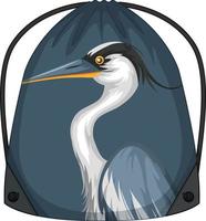 Drawstring backpack with blue pelican pattern vector