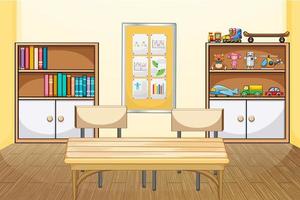 Classroom interior design with furniture and decoration vector