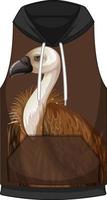 Front of hoodie sleeveless with vulture pattern vector