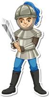 A knight in armor holding sword cartoon character sticker vector