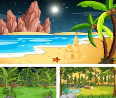 Three different nature horizontal scenes vector