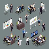 Business Coaching Isometric Icons Set Vector Illustration