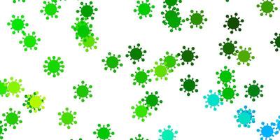 Light green, yellow vector backdrop with virus symbols.