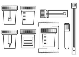 Contenedores de pruebas de laboratorio. análisis de orina, biomaterial, heces, semen vector