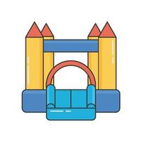 Bouncy inflatable castle. Tower and equipment for child playground. vector