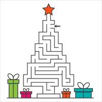 Cristmas tree maze labyrinth game for kids. Labyrinth logic conundrum vector