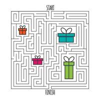 Square maze labyrinth game for kids. Labyrinth logic conundrum. vector