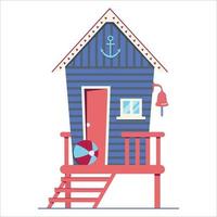 casa en la playa. cabaña en la costa. vector ilustración plana.