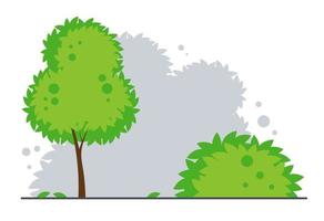 Landscape with tree and bush. Park or forest background. Vector