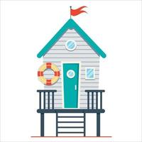 Beach house. Hut on the coast. Vector flat illustration.