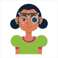 chequeo de visión infantil en clínica oftalmológica. optometrista vector