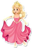 Beautiful princess cartoon character sticker vector