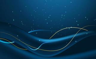 Abstract luxury dark blue background. Fluid design with golden line banner design vector